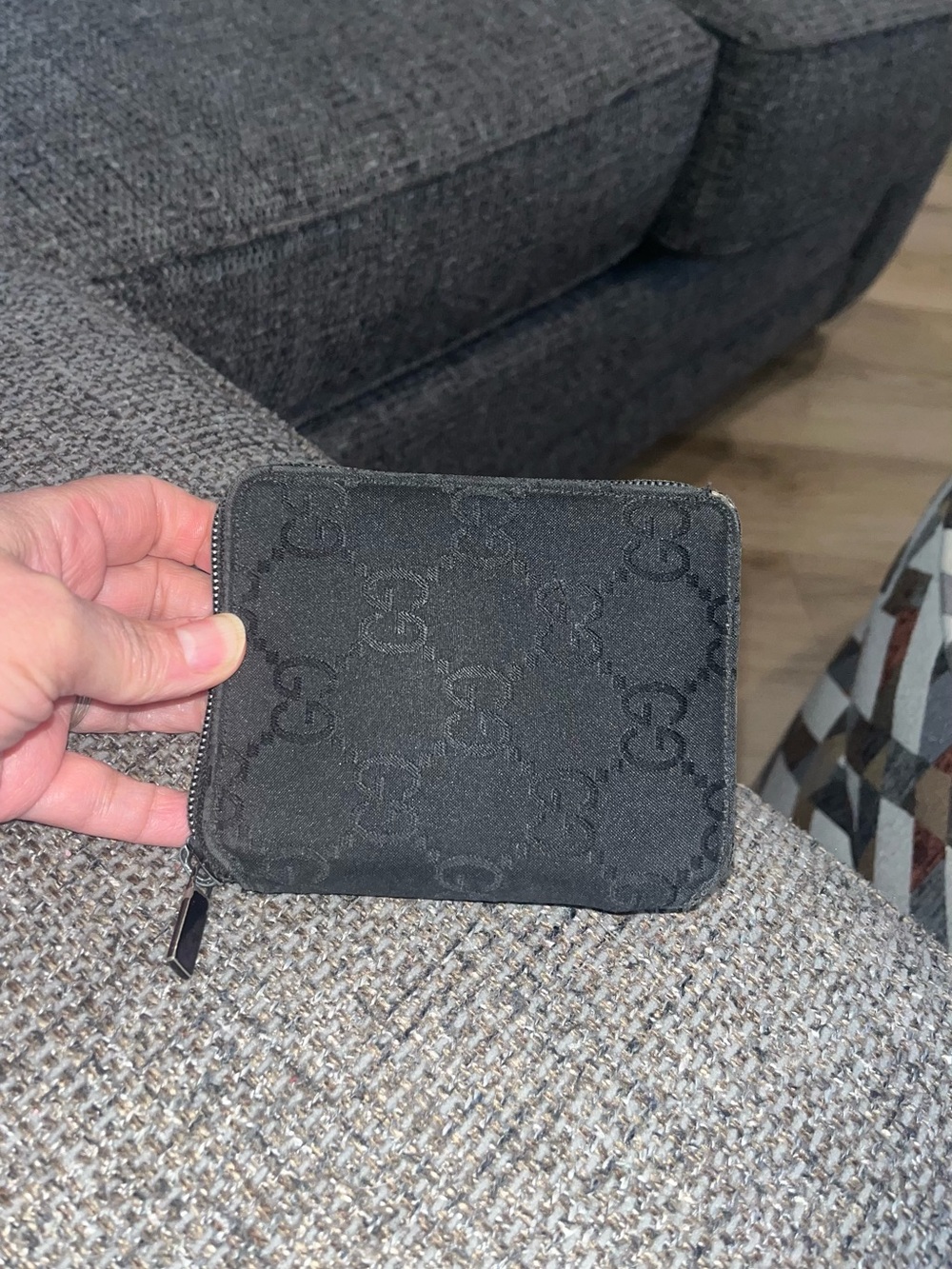 Gucci Black GG Canvas Zip Coin Purse